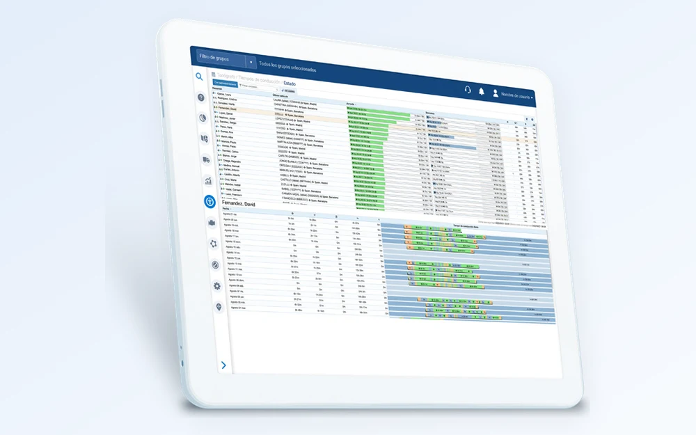 Reportes de la flota en MyGeotab en una tablet